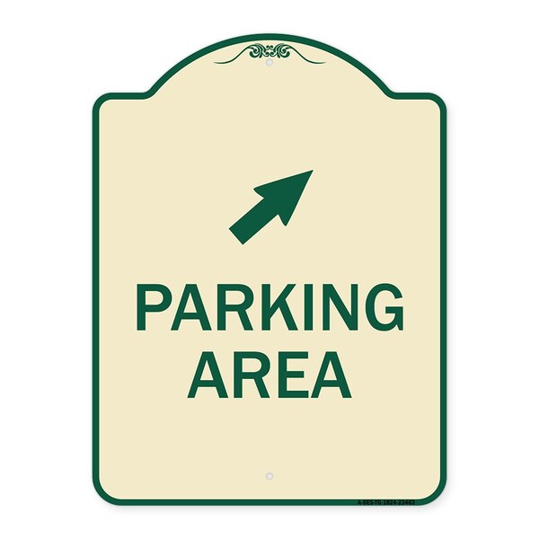 Parking Area W/ Upper Right Arrow Heavy-Gauge Aluminum Architectural Sign, 24" x 18", TG-1824-23463